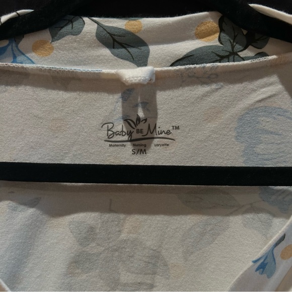 C - Baby Be Mine Floral Maternity Wrap Dress - Blue and Cream - Picture 2 of 4